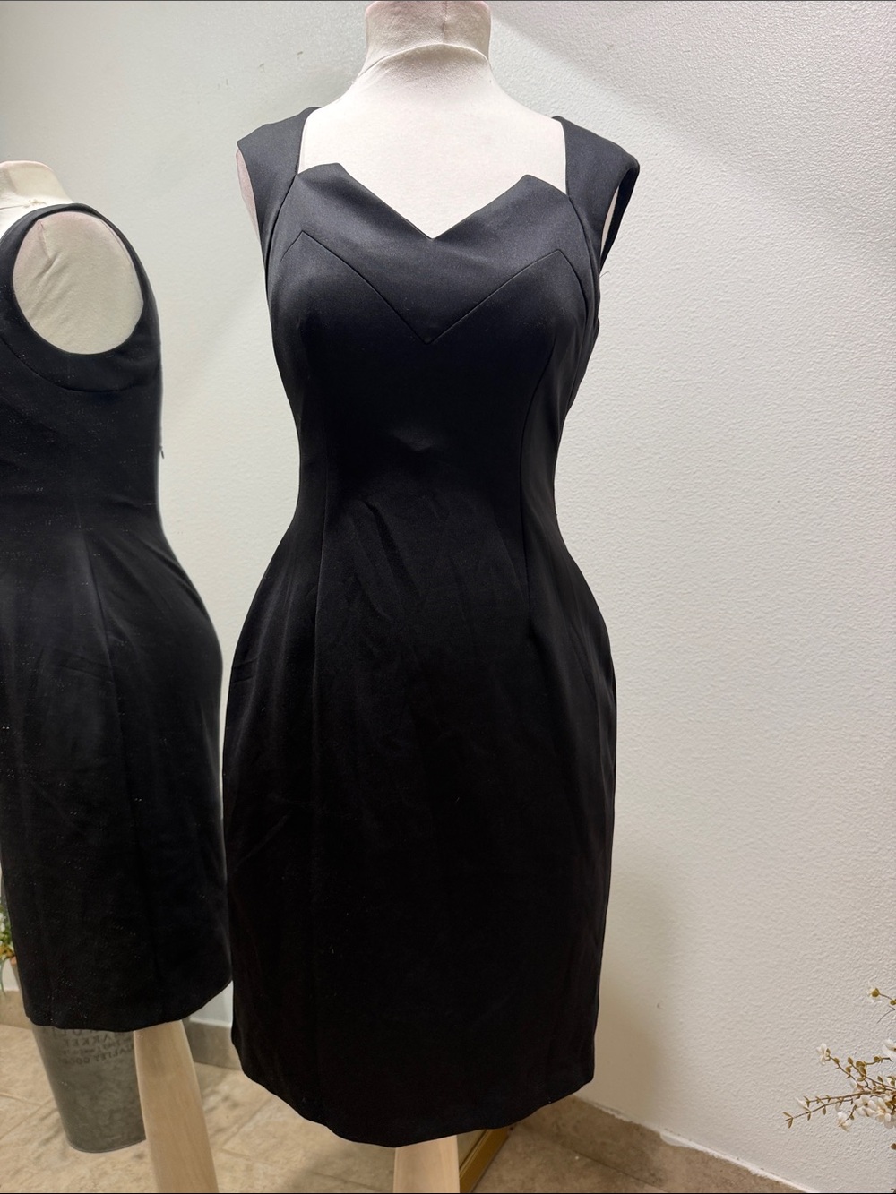 Sleek Black V-Notch Sleeveless Dress